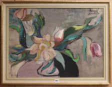 Muriel Wilson, oil on canvas, flower study, signed, 53 x 72cm