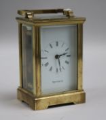 A Mappin & Webb brass carriage timepiece