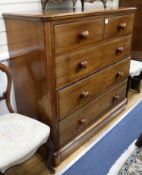 A Victorian mahogany chest, fitted two short and three long drawers, W.120cm W:120cm