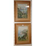 John Fullwood FSA, pair of watercolours, West Country coastal scenes, signed, 50 x 34cm