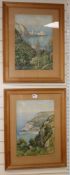 John Fullwood FSA, pair of watercolours, West Country coastal scenes, signed, 50 x 34cm