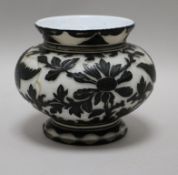 A Stevens & Williams black and white cameo vase, possibly Frederick Carder