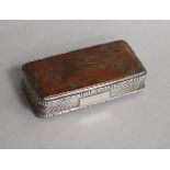 A William IV silver and jasper inset snuff box by Joseph Wilmore, Birmingham, 1830, 98mm.
