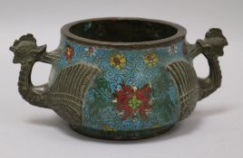 A Chinese cloisonne enamel censer