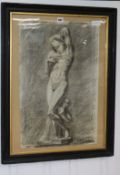 R.A. Camden, charcoal, Student study of a sculpture, signed, 64 x 43cm