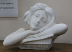 A white marble contemporary bust of a female