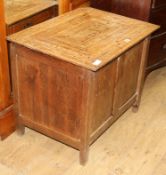 An inlaid oak top coffer W.74cm