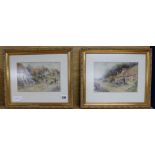 Leyton Forbes, pair of watercolours, Figures beside cottages, signed and dated '07, 15 x 22cm