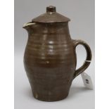 A St Ives pottery tenmoku coffee pot and cover, impressed England height 19cm