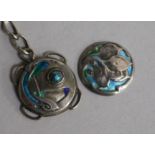 An Edwardian Art Nouveau Liberty & Co silver, enamel and turquoise pendant, Birmingham, 1906 and