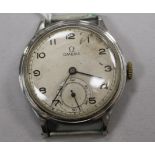 A gentleman's early 1940's stainless steel Omega manual wind wrist watch, movement c. 30T2 (no