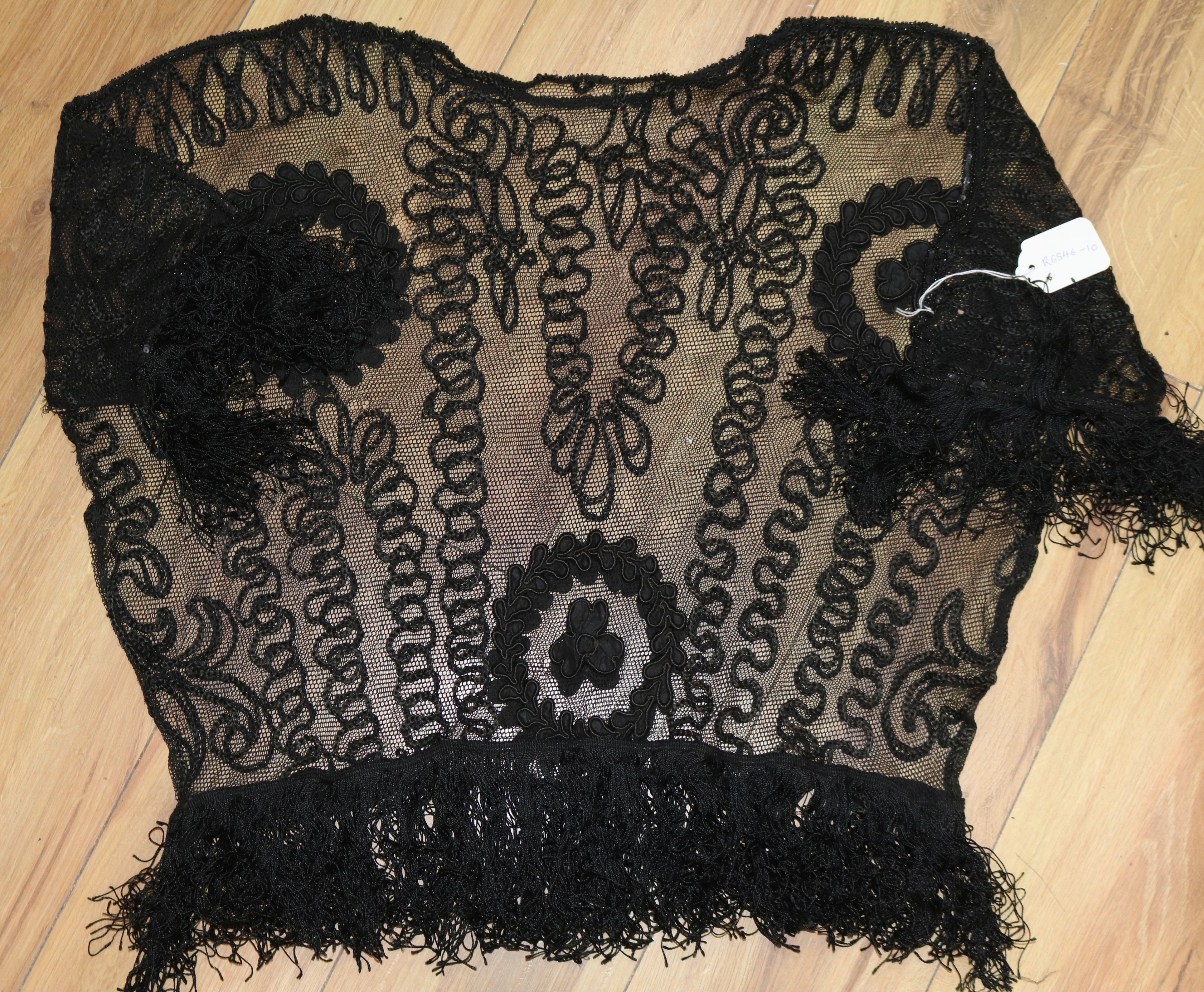 An Edwardian jet and fringed necklace blouse