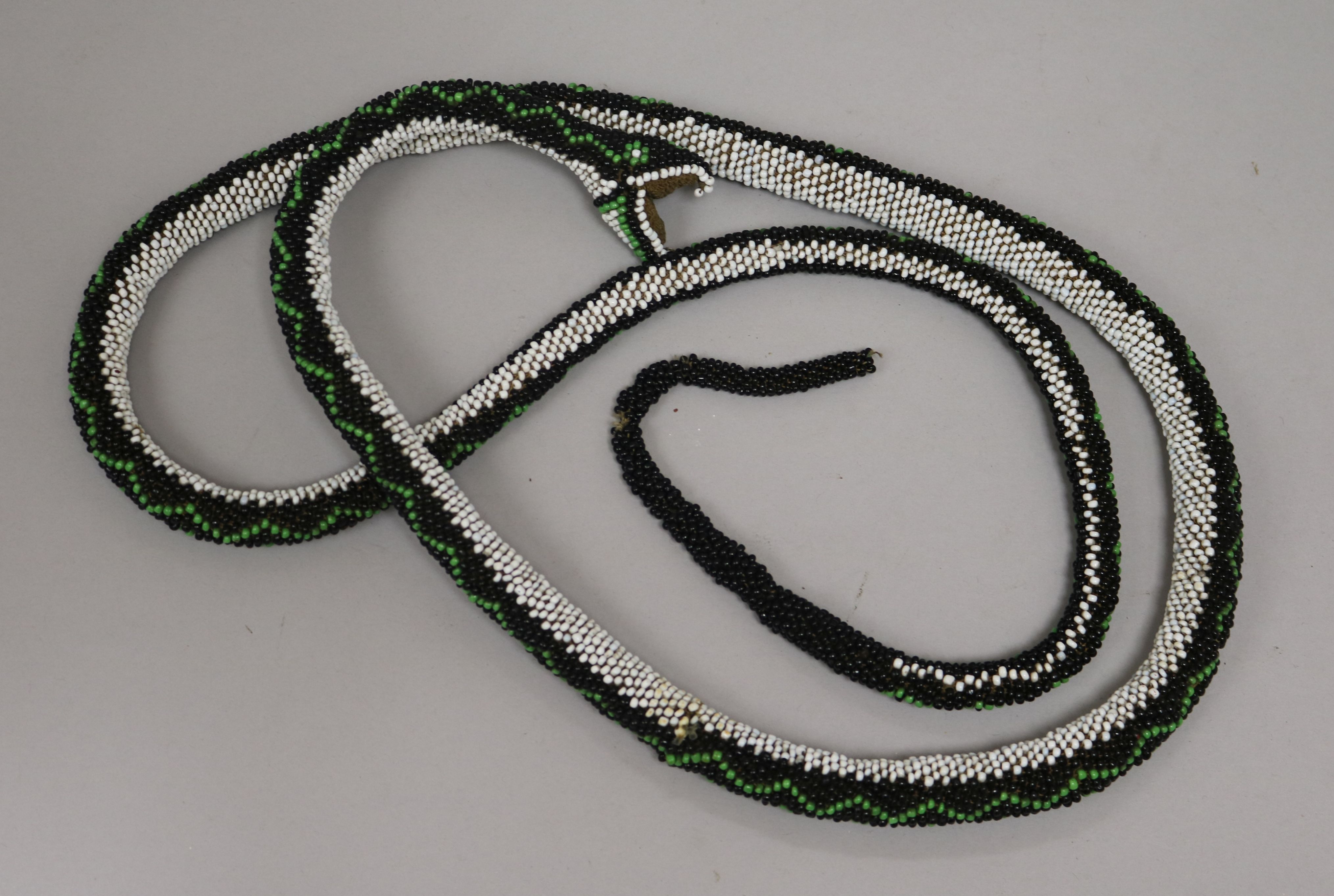 A Turkish prisoner-of-war beadwork snake length 6ft