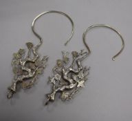 A pair of Chinese silver hooks