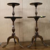 A pair of mahogany two tier wine tables W.40cm