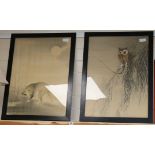 A pair of Japanese silk pictures