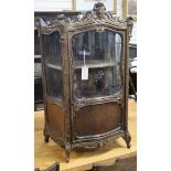 A 19th century small French table top vitrine cabinet W.55cm.