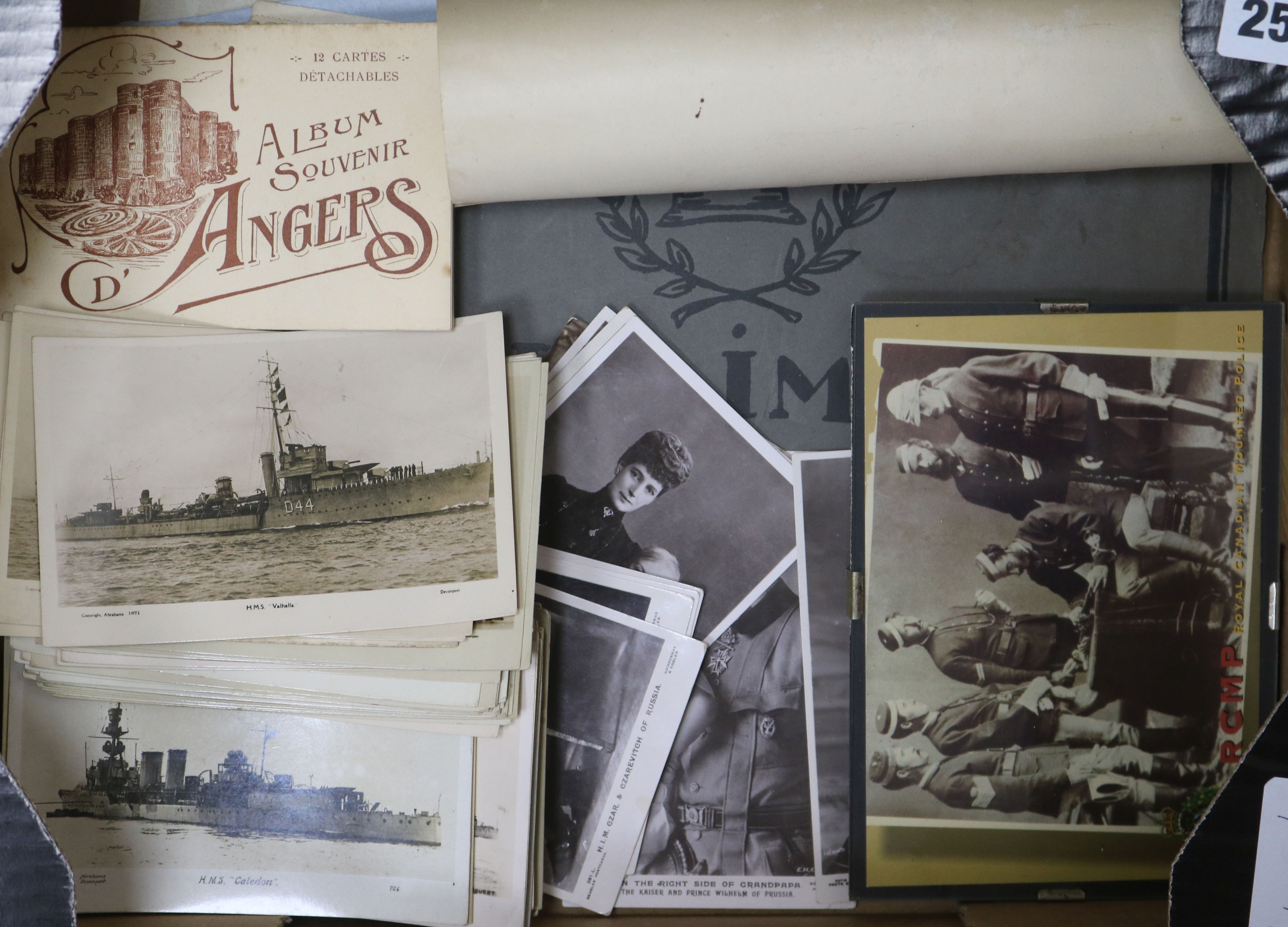 A collection of shipping postcards and photographs