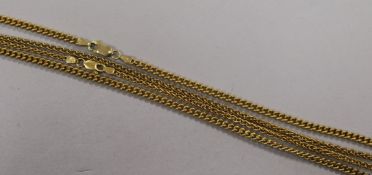 Two 9ct gold chains, 50cm & 66cm.