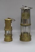 Two Davey miner's lamps tallest 26cm