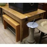 A pine farmhouse table, with drawer W.122cm