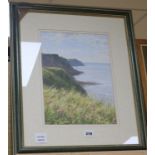 Bruce Mulcahy, gouache, 'Cliffs near Robin Hoods Bay', signed, 34 x 26cm