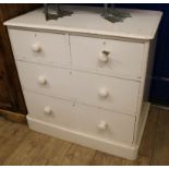 A white painted chest of drawers W.90cm