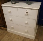A white painted chest of drawers W.90cm