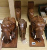 Two pairs of wooden Indian elephants (1930s).