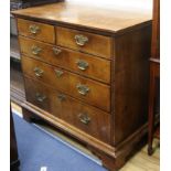 An early 18th century banded walnut chest of drawers W.91cm