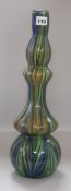 A Murano multi coloured double gourd glass vase height 47cm