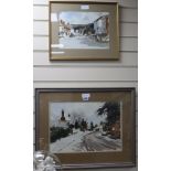 John Yardley, 2 watercolours, Nutley Lane, Reigate and West Street, Reigate, 32 x 46cm and 24 x