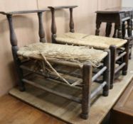 A pair of French inglenook stools W.44cm