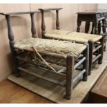 A pair of French inglenook stools W.44cm