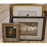 After John Frederick Lewis (1805-1886), a tinted lithograph, 'Seville 1835' and three other items,