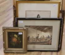 After John Frederick Lewis (1805-1886), a tinted lithograph, 'Seville 1835' and three other items,