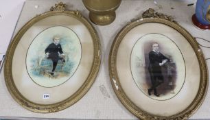 J. Muller, pair of watercolours, portrait of William Harmsworth, signed and dated 1876 and a