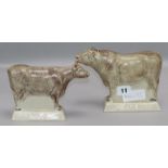 A Rye pottery cow and bull bull height 14cm