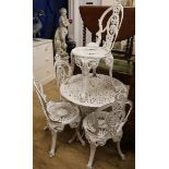 A garden table and four chairs W.73cm