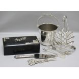 A silver mounted bridge box and mixed silver plate box 22 x 6cm