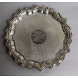 A George V engraved silver salver, James Deakin & Sons, Sheffield, 1913, 27.2cm, 18.5 oz.