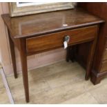 A George III mahogany side table fitted drawer W.80cm