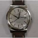 A gentleman's early 1970's stainless steel Omega automatic day/date wrist watch, movement c.1022.