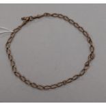 An early 20th century 9ct gold albert chain, 44cm.