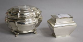 A late Victorian silver tea caddy by Charles Stuart Harris, London, 1896 and a smaller silver tea