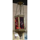 A glass hall lantern length 63cm