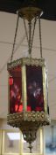 A glass hall lantern length 63cm