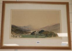Charles Knight, watercolour, view of Snowdon, 28 x 48cm