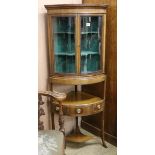 An Edwardian corner cabinet on stand W.60cm (a.f.)