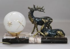 An Art Deco model deer lamp width 28cm height 17cm